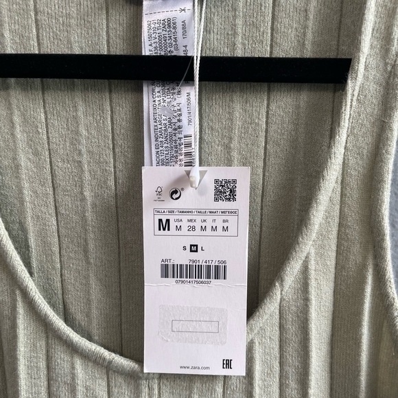 NWT Zara pleated sleeveless pull on jumpsuit in sage green. Size Medium. - Picture 8 of 10